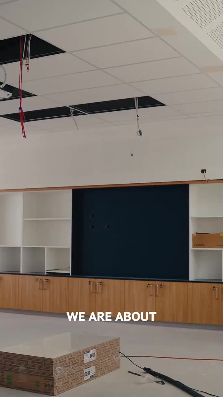 Suspended ceilings and interior walls during construction of the new learning facility at Middle Park State School